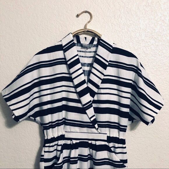 ASOS DESIGN Curve Black and White Striped Midi Dress With Pockets size 6 - Picture 5 of 15